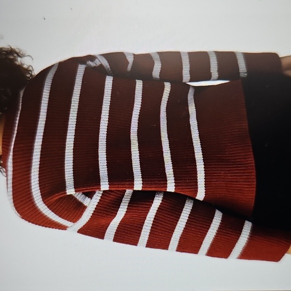 NWT Sanctuary Chilly Out Chenille Sweater Marroon/Gray Striped XLarge - Picture 2 of 12